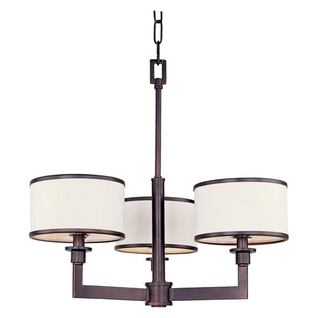 Maxim Three Light Oil Rubbed Bronze Drum Shade Mini Chandelier 12054WTOI